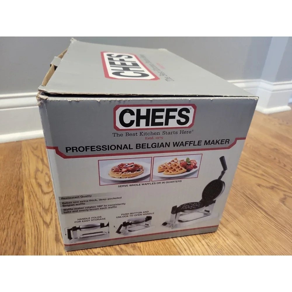Chefs Professional Belgian Waffle Maker - New